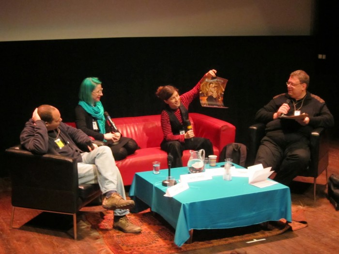 Steampunkpanel: Lavie Tidhar, Nene Ormes, Anna Davour, Tommy Persson. Bild: Maria Turtschaninoff.